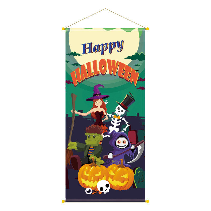 Wholesale Halloween New Bar Restaurant Wall Cloth Poster Hanging Banner Decorative Pendant